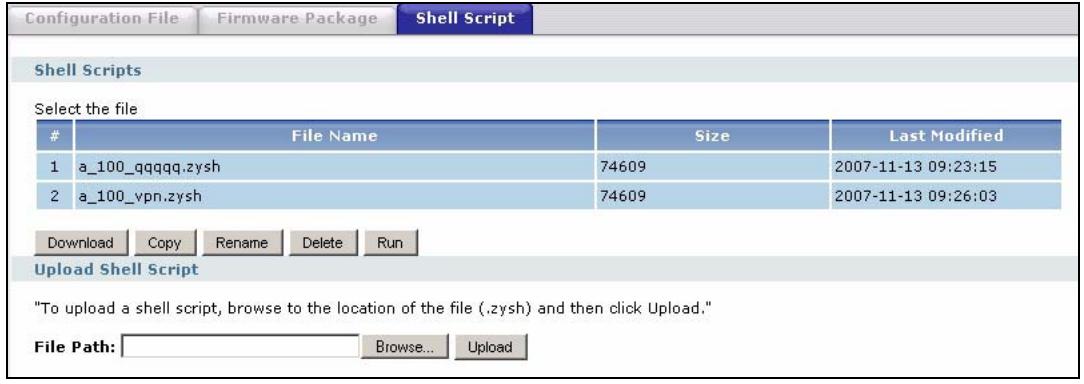 ZYXEL ZYWALL USG 2000 - The Shell Script Screen - 1