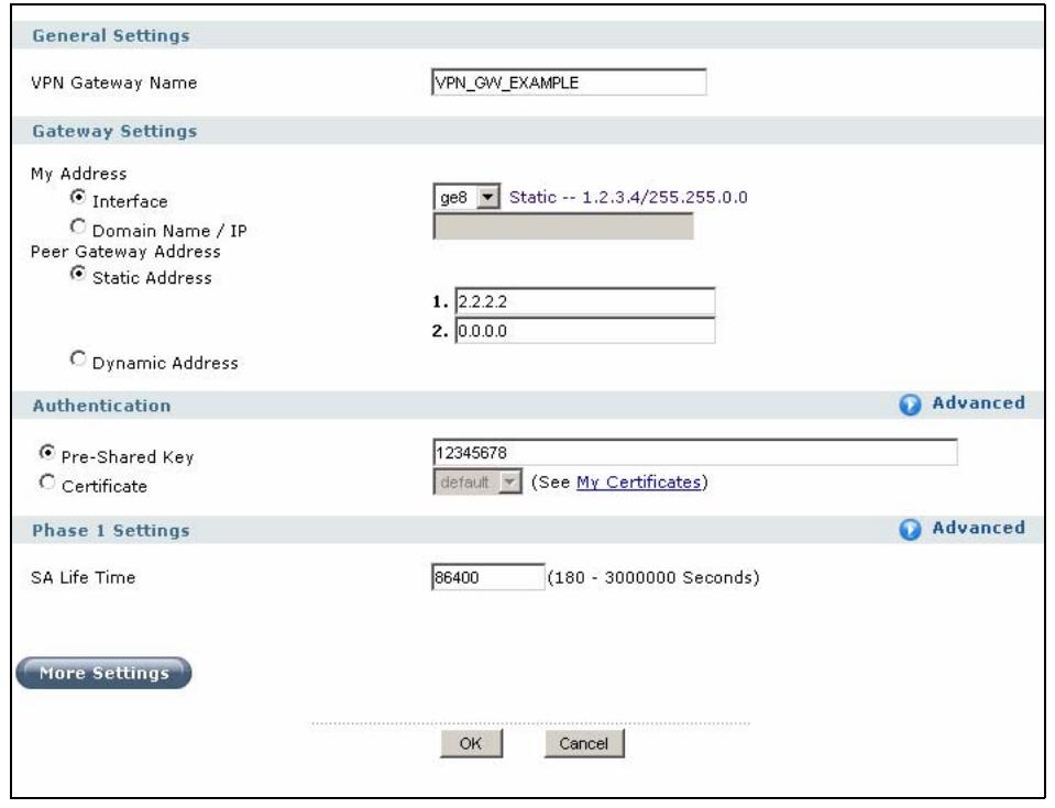 ZYXEL ZYWALL USG 2000 - Set Up the VPN Gateway - 1
