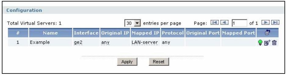 ZYXEL ZYWALL USG 2000 - The Virtual Server Screen - 1
