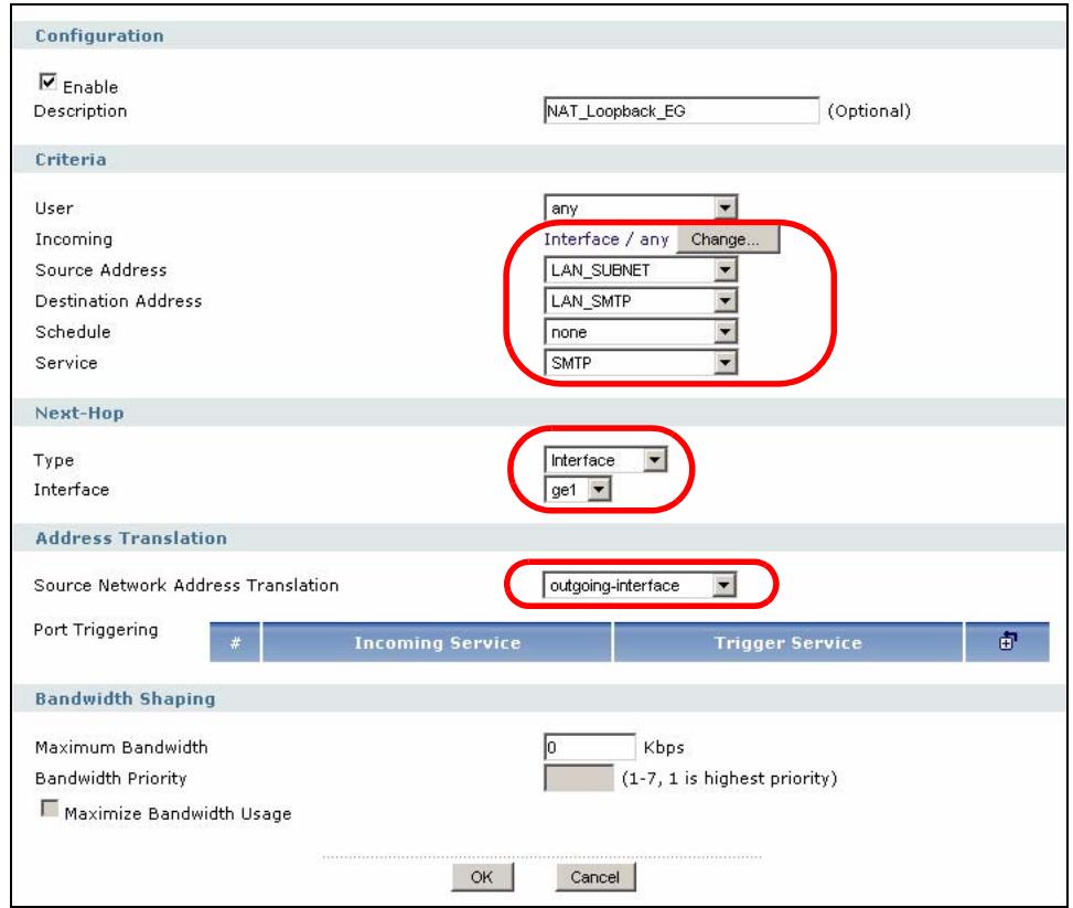 ZYXEL ZYWALL USG 2000 - NAT Loopback Policy Route - 3