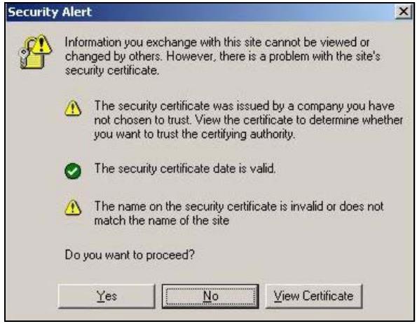 ZYXEL ZYWALL USG 2000 - Internet Explorer Warning Messages - 1