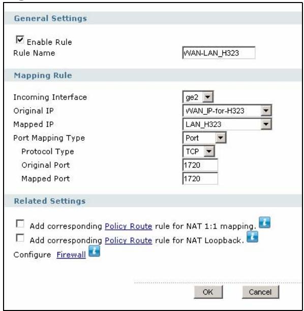 ZYXEL ZYWALL USG 2000 - Set Up a Virtual Server Policy For H.323 - 3