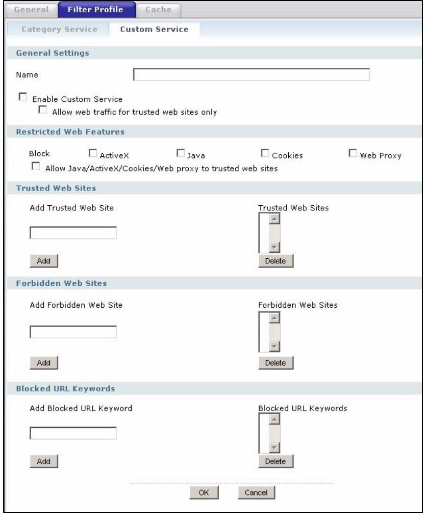 ZYXEL ZYWALL USG 2000 - Content Filter Customization Screen - 1