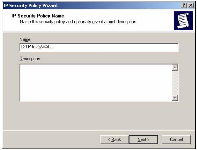 ZYXEL ZYWALL USG 2000 - Configure the Windows 2000 IPSec Policy - 5