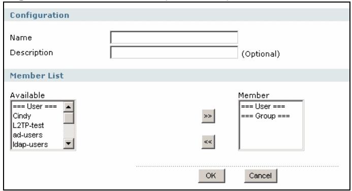 ZYXEL ZYWALL USG 2000 - Group Add/Edit Screen - 1