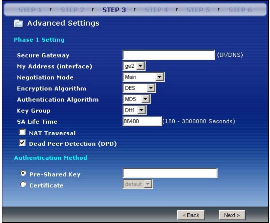 ZYXEL ZYWALL USG 2000 - VPN Advanced Wizard - 2