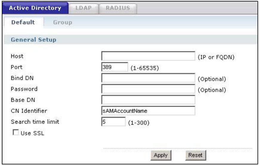 ZYXEL ZYWALL USG 2000 - Configuring Active Directory or LDAP Default Server Settings - 1