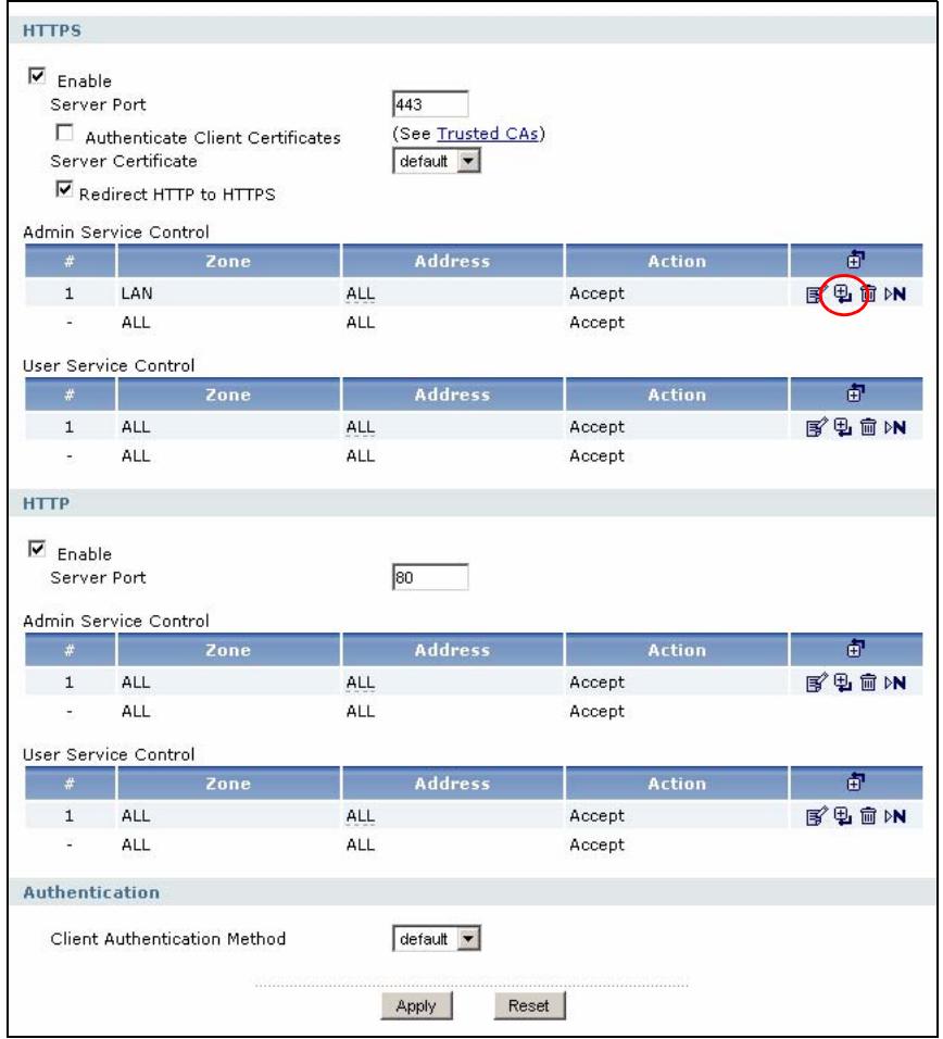 ZYXEL ZYWALL USG 2000 - Click the new rule's Add icon. - 1