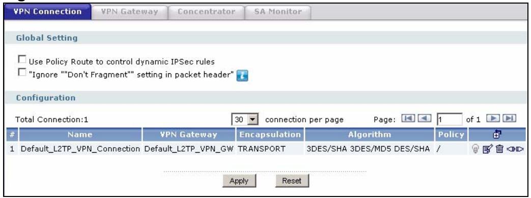 ZYXEL ZYWALL USG 2000 - The VPN Connection Screen - 1