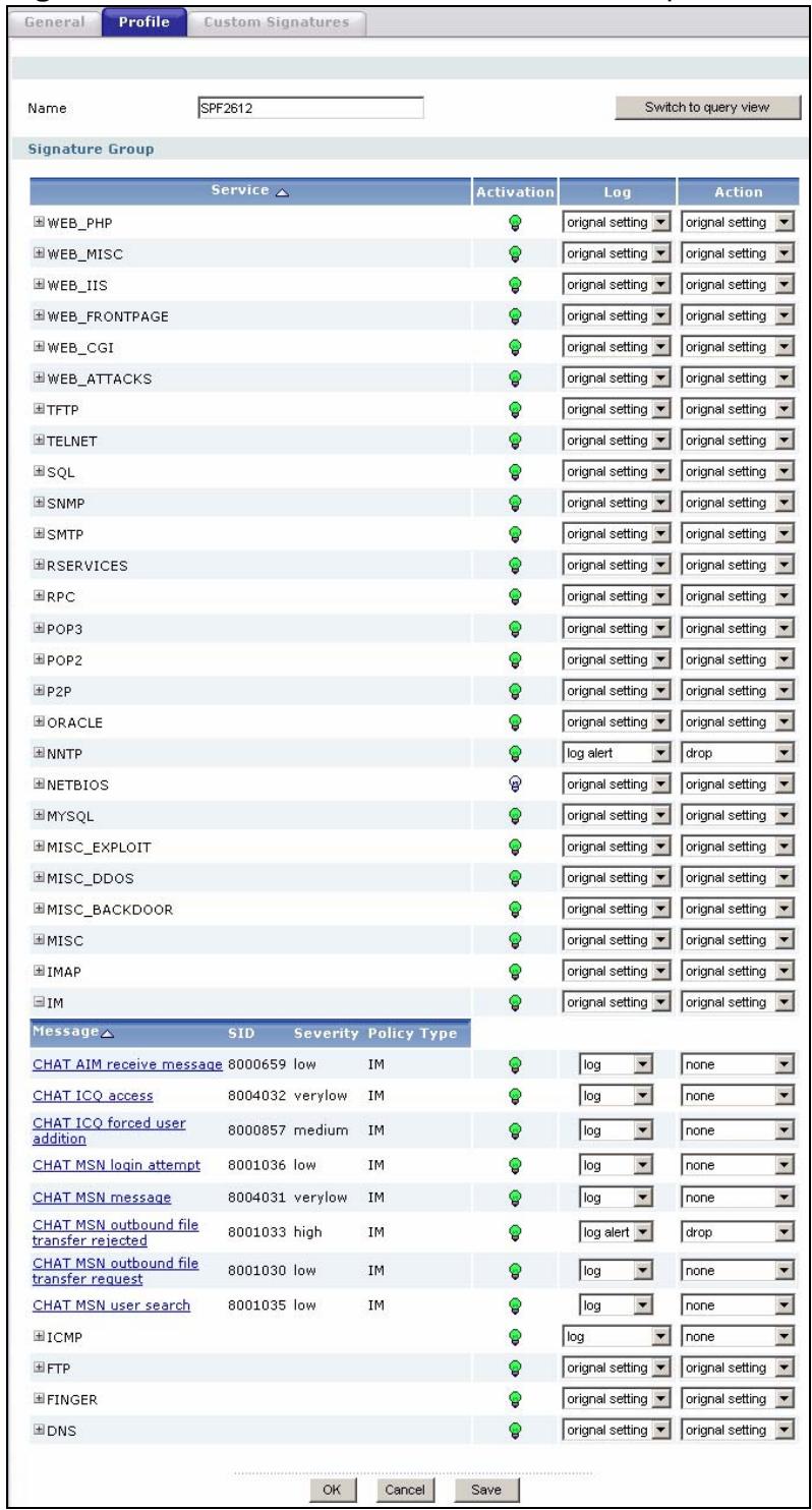 ZYXEL ZYWALL USG 2000 - Profiles: Packet Inspection - 1