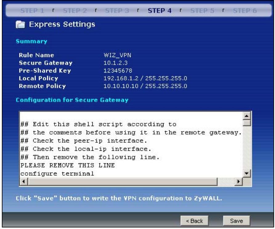 ZYXEL ZYWALL USG 2000 - VPN Express Wizard - Policy Setting - 1
