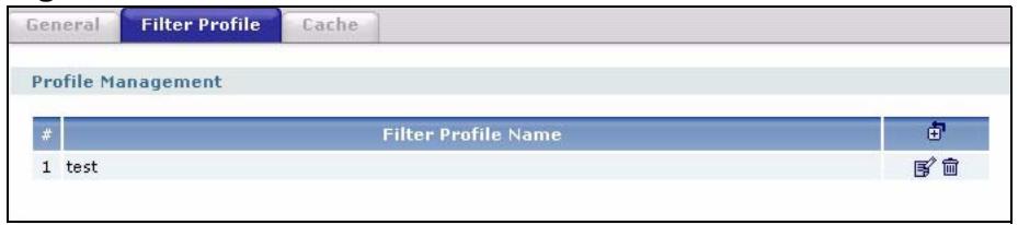 ZYXEL ZYWALL USG 2000 - Content Filter Profile Screen - 1