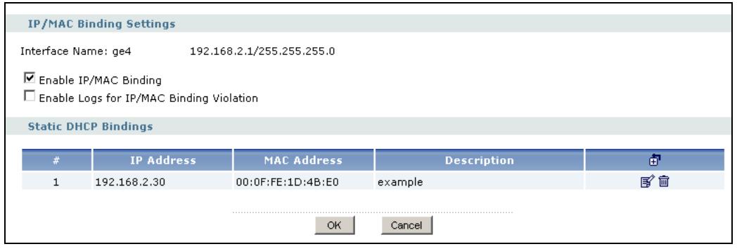 ZYXEL ZYWALL USG 2000 - IP/MAC Binding Edit - 1