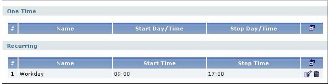 ZYXEL ZYWALL USG 2000 - The Schedule Summary Screen - 1