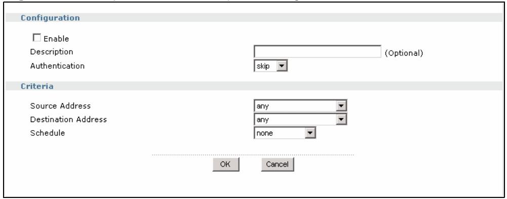 ZYXEL ZYWALL USG 2000 - Force User Authentication Policy Add/Edit Screen - 1