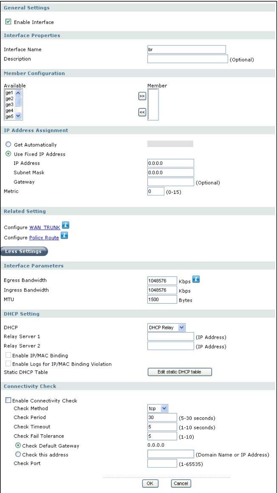ZYXEL ZYWALL USG 2000 - Bridge Add/Edit - 1