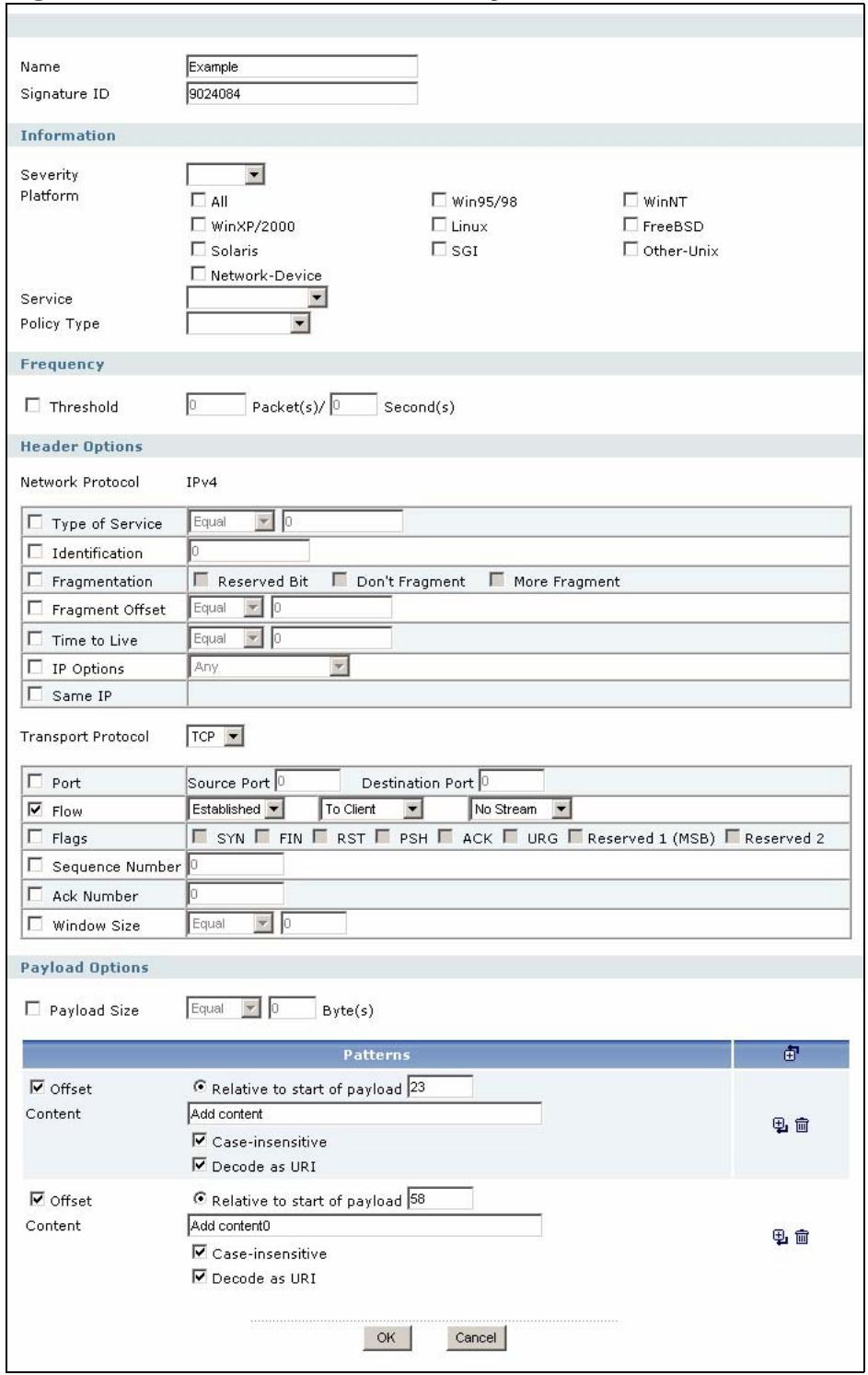 ZYXEL ZYWALL USG 2000 - Creating or Editing a Custom Signature - 1
