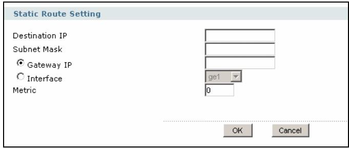ZYXEL ZYWALL USG 2000 - Static Route Add/Edit Screen - 1