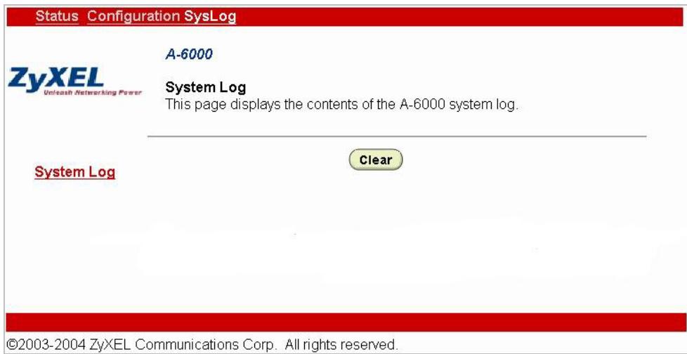 ZYXEL A-6000 - System Log Windows - 1