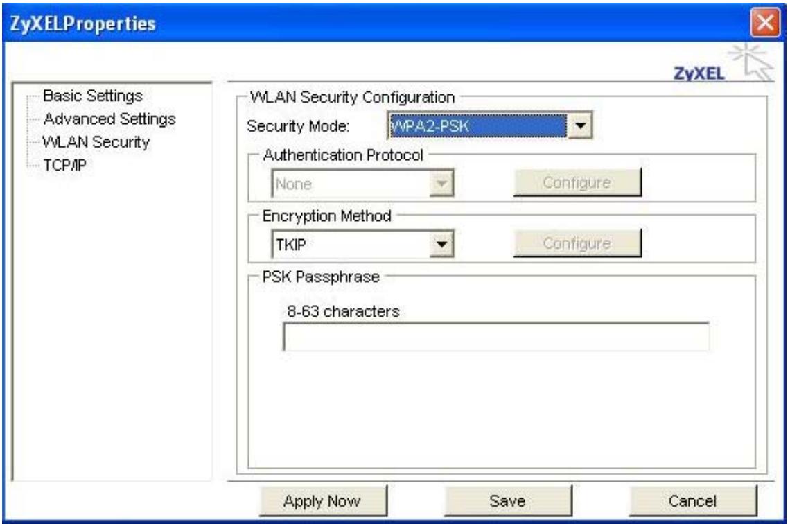 ZYXEL AG-225H - Configuring WPA2-PSK - 1
