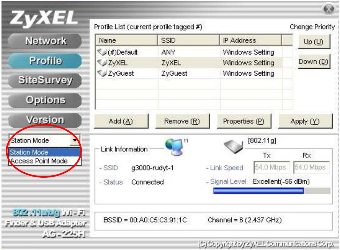 ZYXEL AG-225H - Change ZyAIR Modes - 1