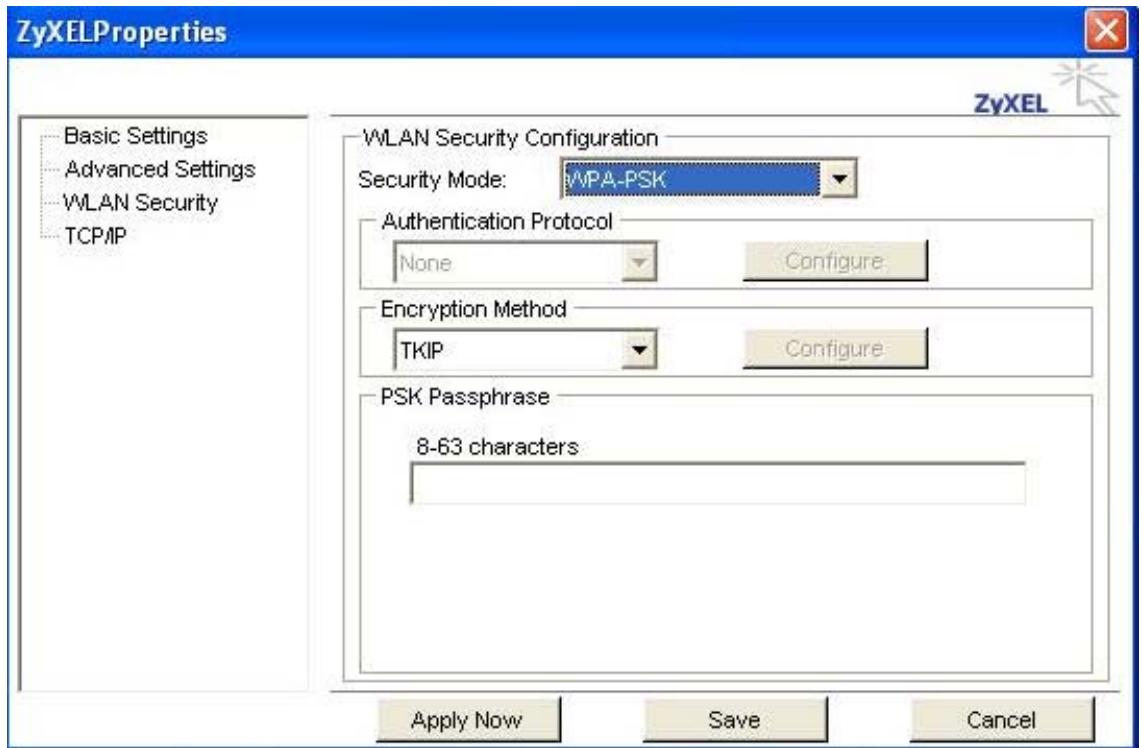 ZYXEL AG-225H - Configuring WPA-PSK - 1