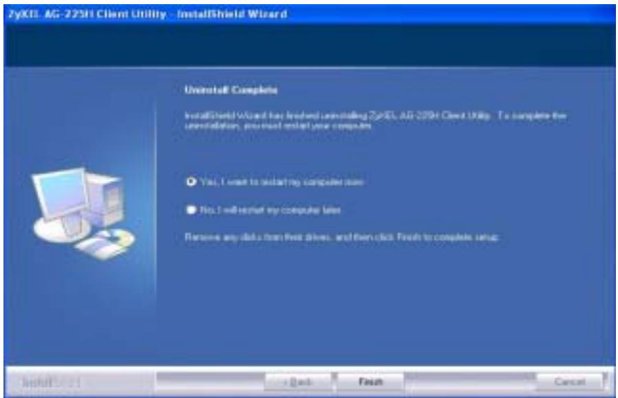 ZYXEL AG-225H - Uninstalling the ZyXEL Utility - 2