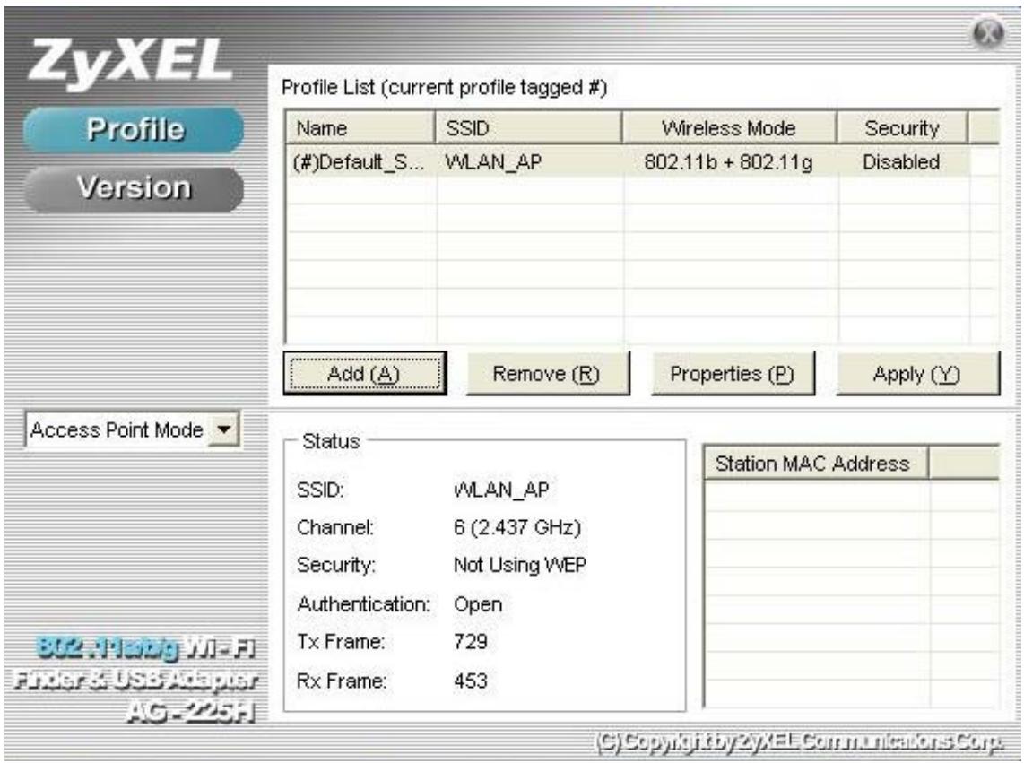 ZYXEL AG-225H - The Profile Screen - 1