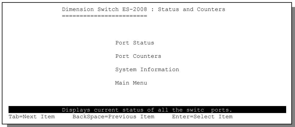 ZYXEL ES-2008 - Status and Counters - 1