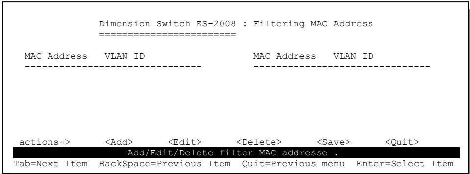 ZYXEL ES-2008 - MAC Address Filtering - 1