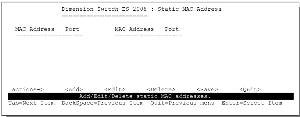 ZYXEL ES-2008 - Static MAC Address - 1