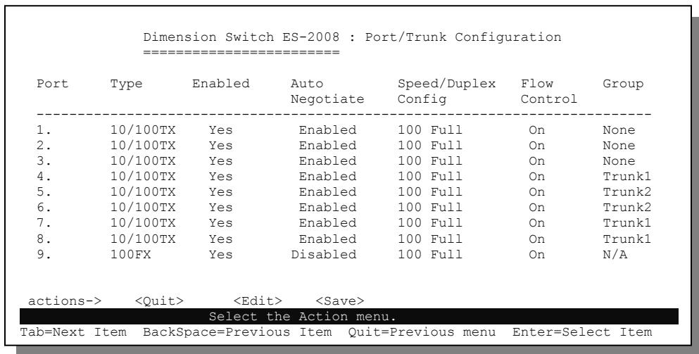ZYXEL ES-2008 - Port and Trunk Group Settings - 1