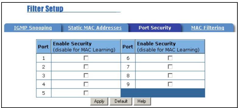 ZYXEL ES-2008 - Port Security - 1