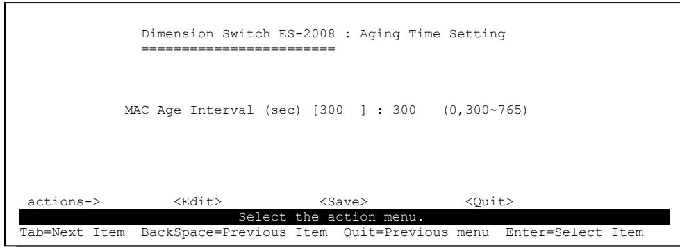 ZYXEL ES-2008 - MAC Address Time Out - 1