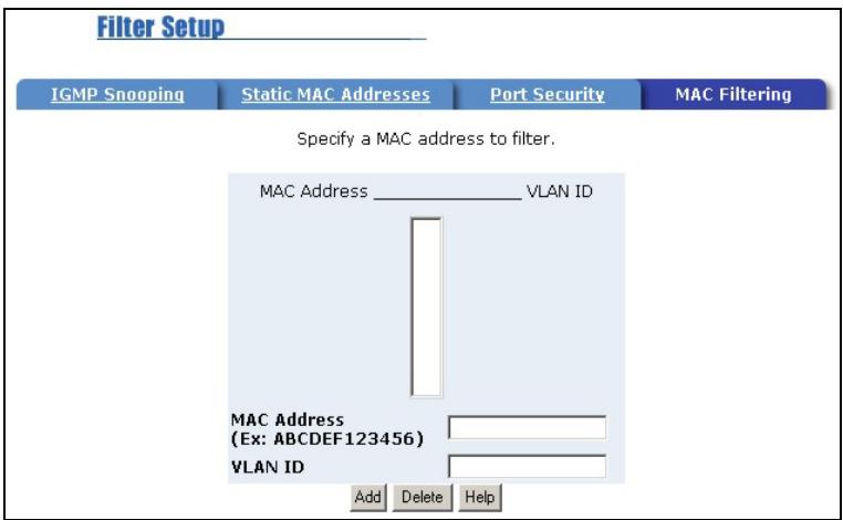 ZYXEL ES-2008 - MAC Address Filtering - 1