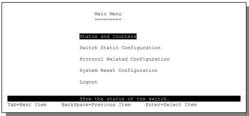 ZYXEL ES-2008 - SMT Main Menu - 1