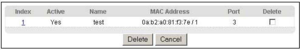 ZYXEL ES-3024 - Viewing and Editing Static MAC Forwarding Rules - 1