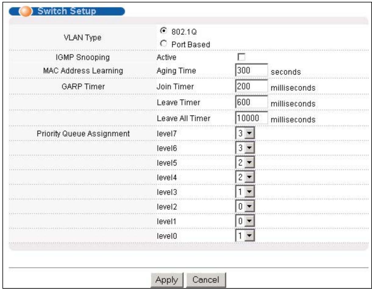 ZYXEL ES-3024 - Switch Setup Screen - 1