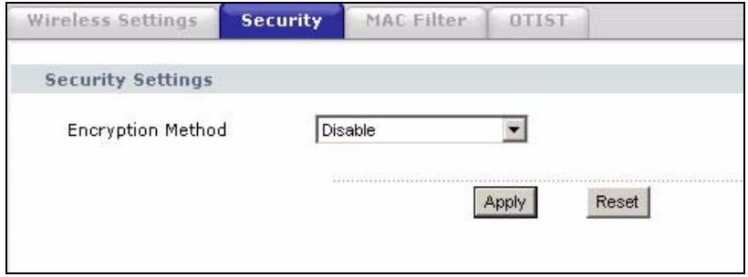 ZYXEL G-570S - Wireless Security: Disable - 1