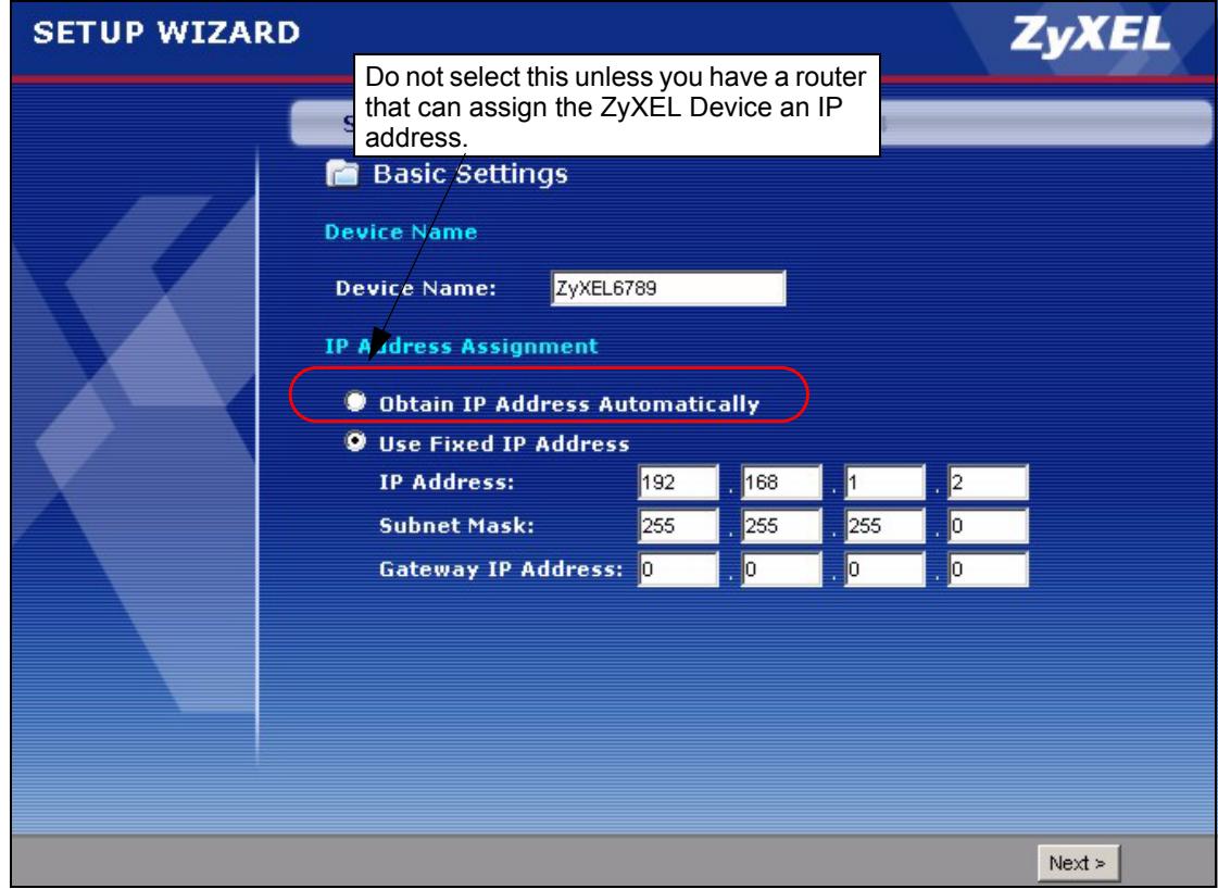 ZYXEL G-570S - Wizard: Basic Settings - 1