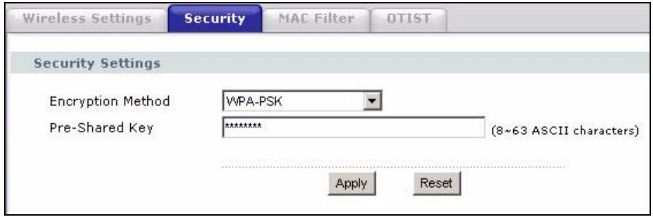 ZYXEL G-570S - Wireless Security: WPA(2)-PSK - 1
