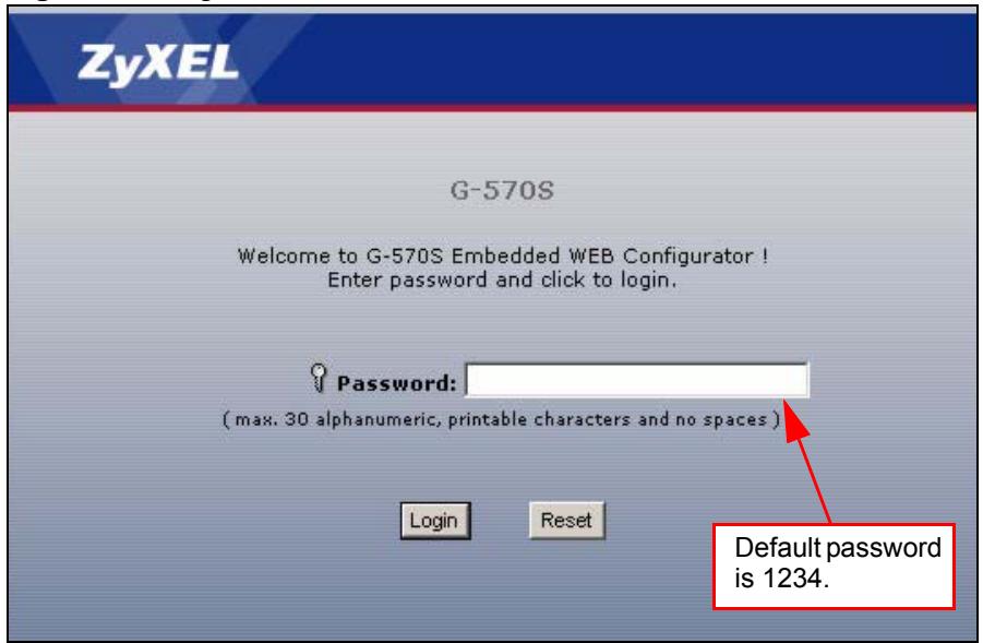ZYXEL G-570S - Accessing the Web Configurator - 2