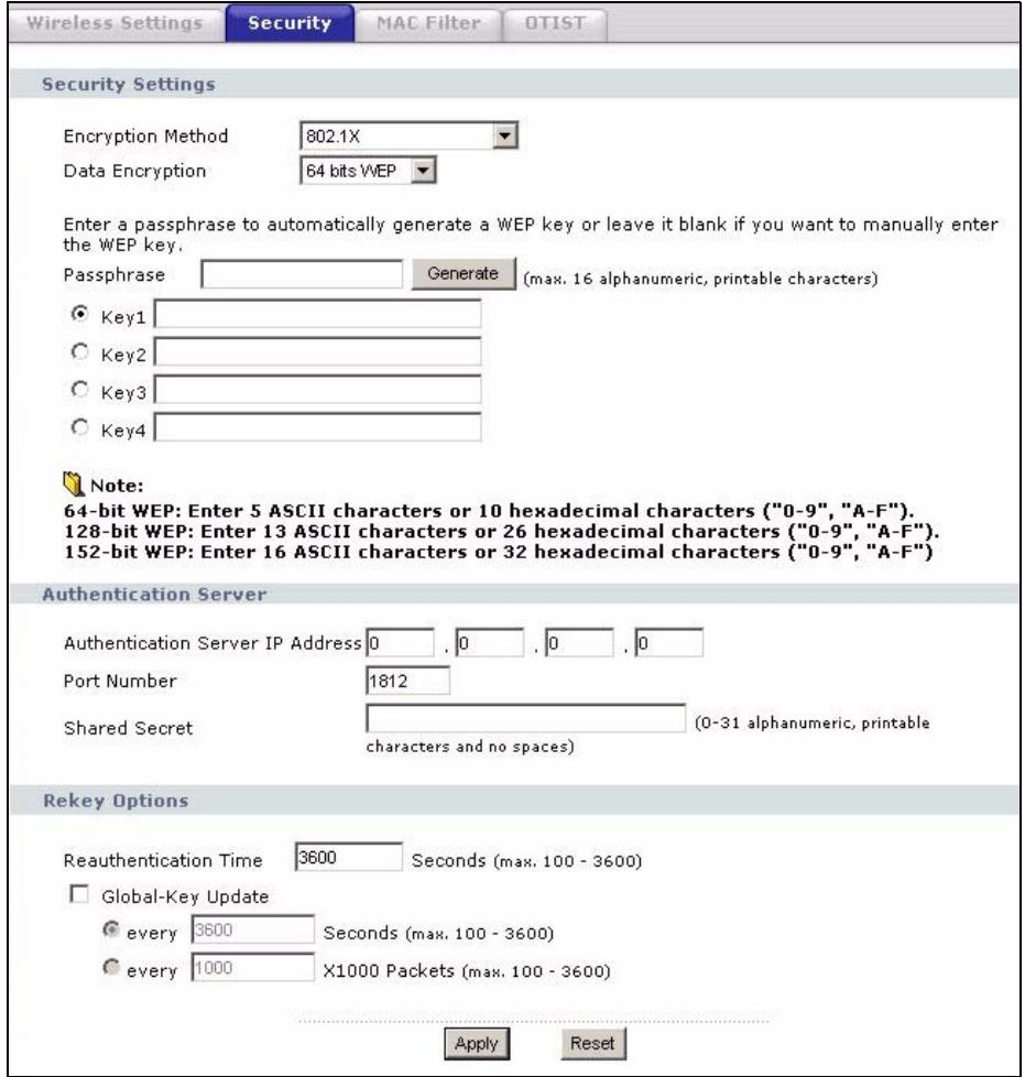 ZYXEL G-570S - Wireless Security: IEEE 802.1x - 2
