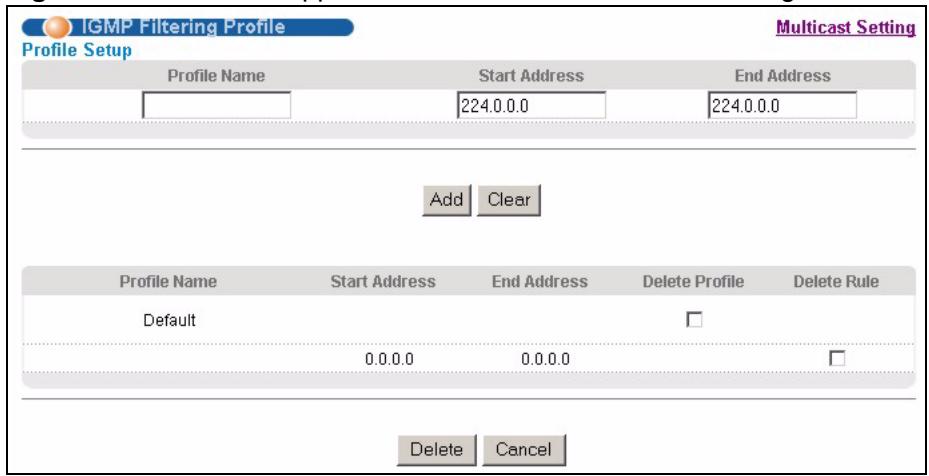 ZYXEL MGS-3712F - IGMP Filtering Profile - 1