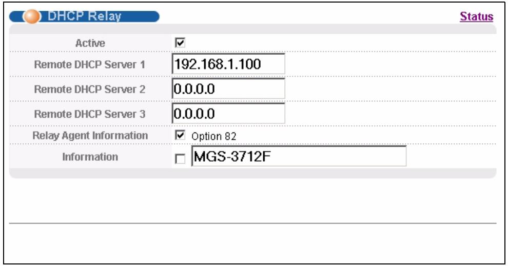 ZYXEL MGS-3712F - Global DHCP Relay Configuration Example - 2