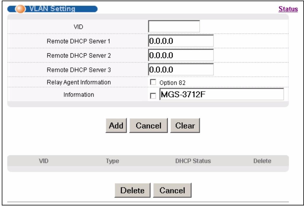 ZYXEL MGS-3712F - Configuring DHCP VLAN Settings - 2