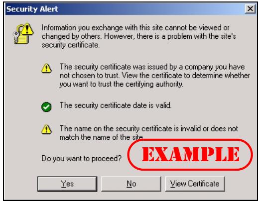 ZYXEL MGS-3712F - Internet Explorer Warning Messages - 1