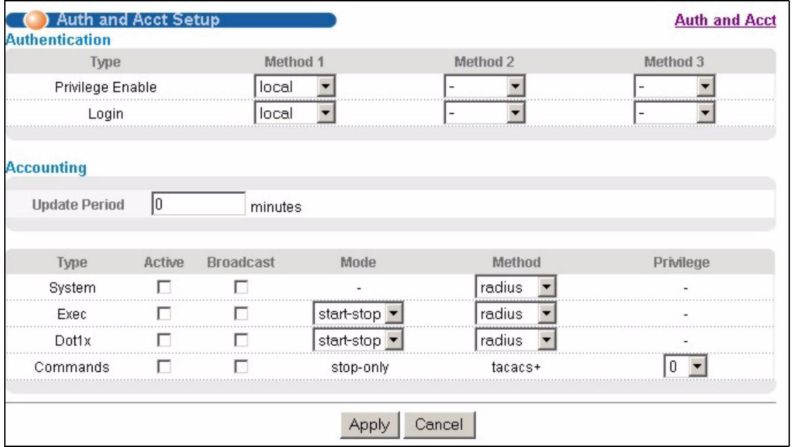 ZYXEL MGS-3712F - Authentication and Accounting Setup - 1