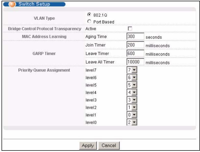 ZYXEL MGS-3712F - Switch Setup Screen - 1