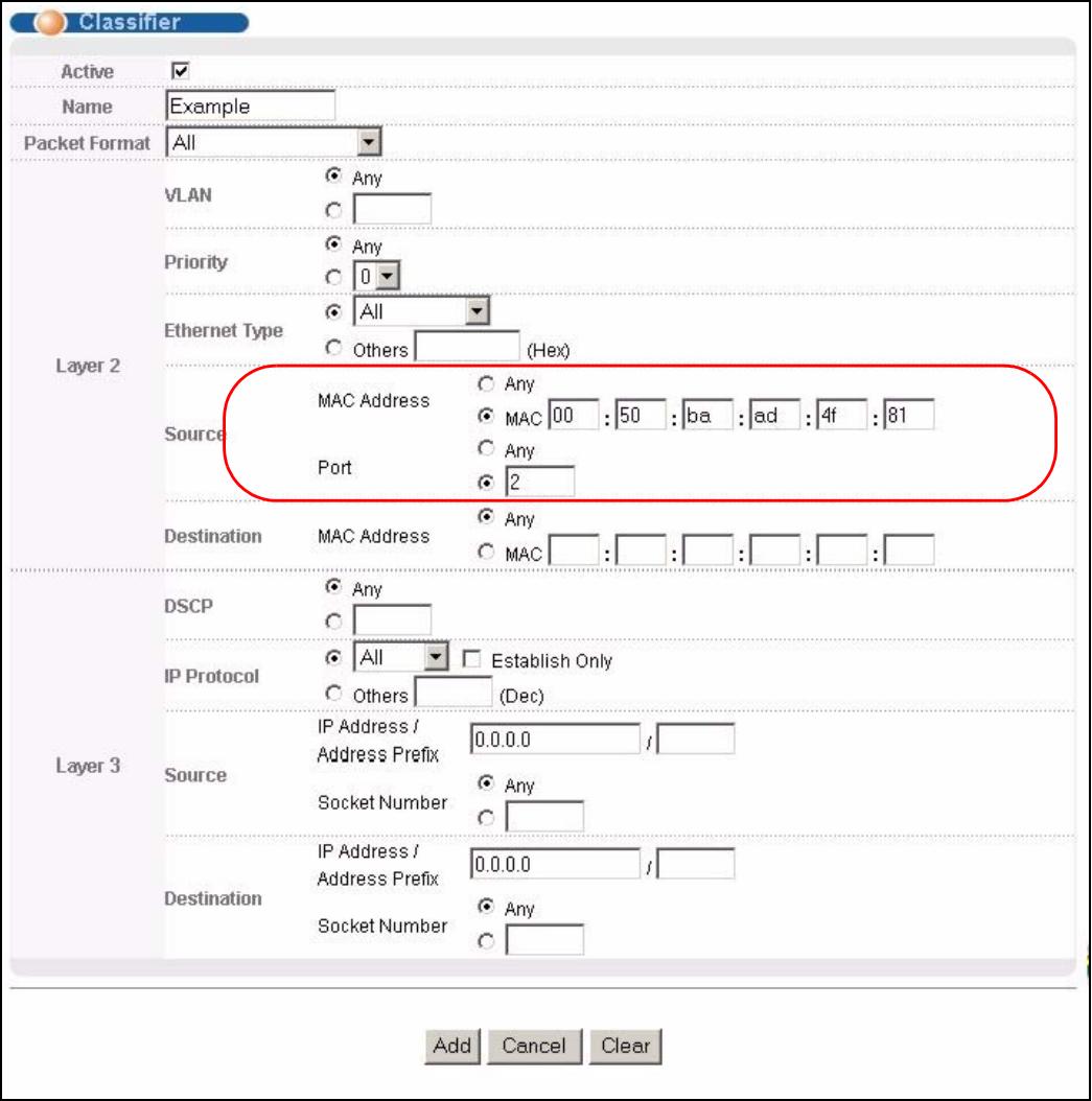 ZYXEL MGS-3712F - Classifier Example - 1